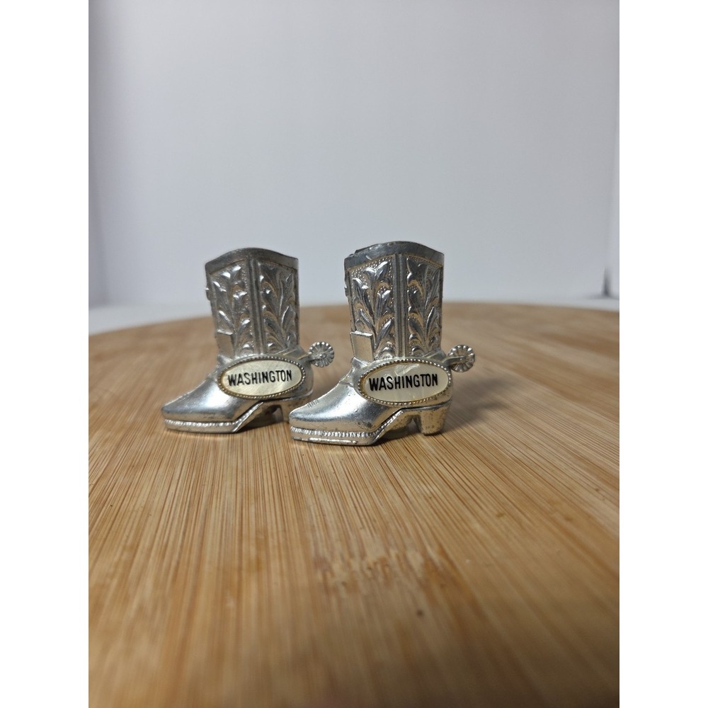 Vintage Salt Pepper Shaker Western Cowboy Boots Washington Made In Japan